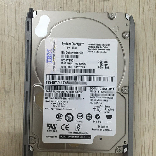 00Y2501 00Y2429 00Y5719 300G 10K SAS 2.5 V3500 V3700 hard disk