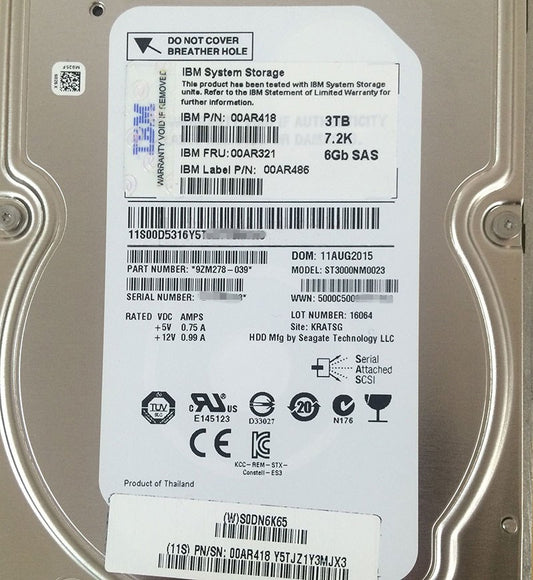 00AR321 00AR418 00AR592 3TB7.2K 3.5SAS V7000 GEN2 hard disk HDD