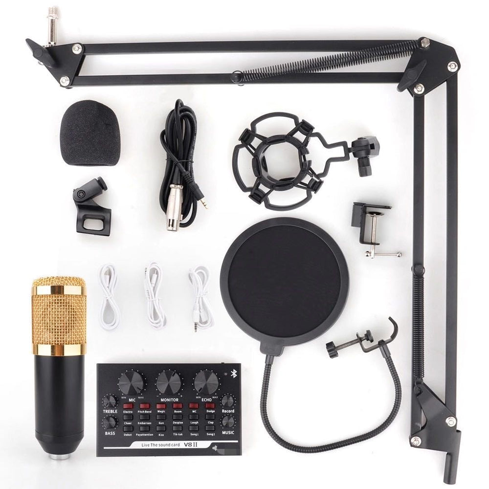 Hot Sale BM800 with sound card Condenser Microphone SetProfessional Audio Studio Microphone with Stand Filter